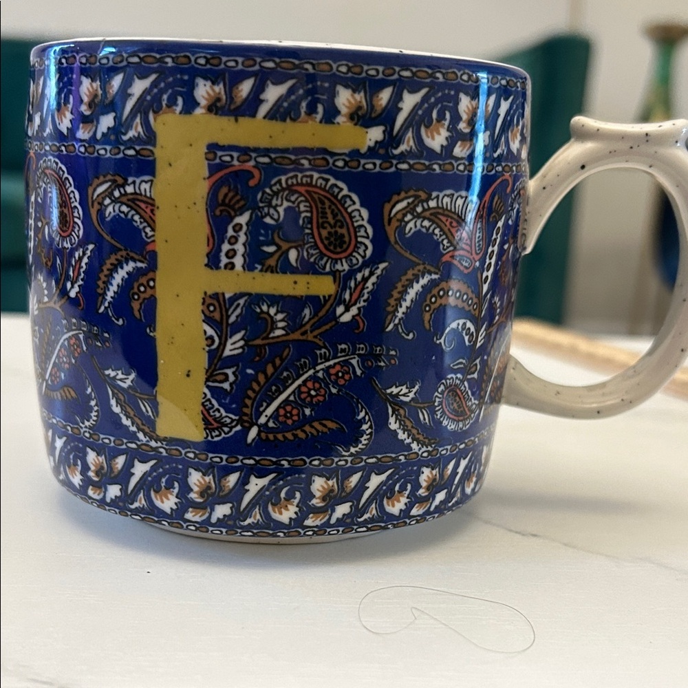 Anthropologie “F” mug in EUC